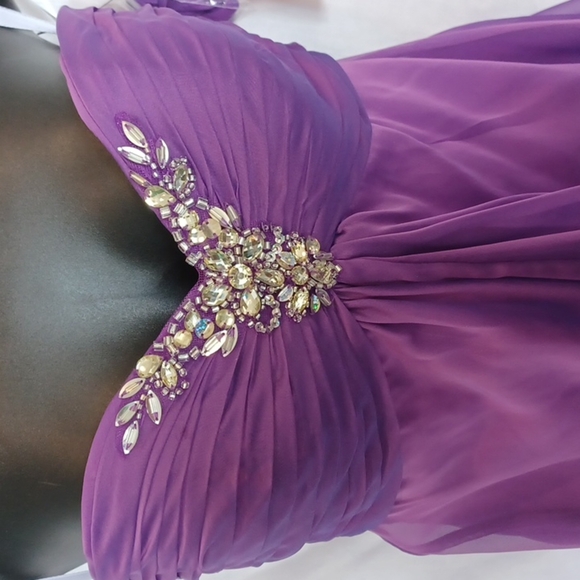 Liza Fields Formal Dress, Beaded, amethyst color, NWT,  Size 0 - Picture 2 of 9